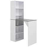 vidaXL Bartisch mit Schrank Bartresen Stehtisch Tisch Tresentisch Bistrotisch Küchentheke Esstisch Frühstückstisch Küchentisch Weiß 115x59x200cm