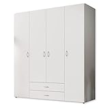 Stella Trading BASE Zeitloser Kleiderschrank in drei verschiedenen Größen - Vielseitiger Drehtürenschrank in Weiß - 160 x 177 x 52 cm (B/H/T)