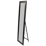 Lowander Standspiegel mit schwarzem Holzrahmen 160 x 40 cm, Ganzkörperspiegel - Wandspiegel / Freis tehender Garderobenspiegel für Wohnzimmer oder Ankleideraum