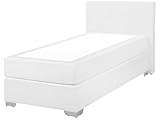 Beliani Boxspringbett Kunstleder in Weiß 90 x 200 cm modernes Polsterbett Hotelbett