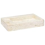 vidaXL Waschbecken Aufsatzwaschbecken Waschtisch Waschschale Waschplatz Handwaschbecken Naturstein Becken Badezimmer Creme 58x39x10cm Marmor