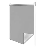 Jiubiaz Verdunklungsrollo Klemmfix Rollo zum Einhängen 100 x 200 cm, Verdunkelungsrollo ohne Bohren Klemmrollo Verdunkelung für Fenster und Türen, Seitenzugrollo grau