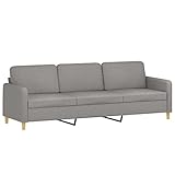 vidaXL Sofa 3-Sitzer Dreisitzer Stoffsofa Polstersofa Couch Wohnzimmersofa Loungesofa Designsofa Sitzmöbel Polstermöbel Hellgrau 210cm Stoff