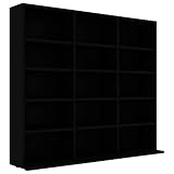 vidaXL CD Regal mit 15 Fächern DVD Bluray Medienregal Medienschrank Aufbewahrung Standregal Regalwand Bücherregal Schwarz 102x23x89,5 cm Holzwerkstoff