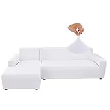 Jaotto Sofa Überwürfe Sofabezug Elastische Spandex Stretch Sofabezüge Couchbezug für L-Form Sofa Universal Waschbar Sofaüberwurf 2er Antirutsch(2 Sitzer+3 Sitzer,Weiß)