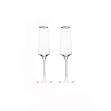 HASMI Champagner gläser 230ml Goldrand Sektgläser Home Premium Kelchset Kristallglas Sektgläser for Hochzeit, Jubiläum, Weihnachten 2-tlg Sektgläser