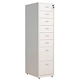 8 Schublade Vertikaler Aktenschrank, Mobile Aktenschrank Aus Metall Mit Schmaler Breite Tiefer Schrank Unter Tisch für Home Office Einfache Montage (Farbe : Weiß, Größe : 41x28x109cm)