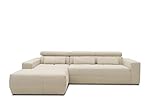 DOMO Collection Brandon Ecksofa, Sofa mit Rückenfunktion in L-Form, Polsterecke, Eckgarnitur, beige, 285 x 175 cm