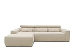 DOMO Collection Brandon Ecksofa, Sofa mit Rückenfunktion in L-Form, Polsterecke, Eckgarnitur, beige, 285 x 175 cm