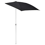 Balkon-Halbsonnenschirm, kleiner Außensonnenschirm, verstellbarer schwarzer halbrunder Gartenschirm, geeignet für kleine Räume, ohne Sockel, mit klappbarem Ventilator