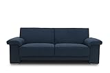 DOMO Collection Coro FK Sofa, 3 Sitzer mit Federkernpolsterung, Zeitlose Couch, 3er Möbel Polstermöbel, dunkelblau, 214 x 91 x 84 cm