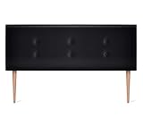DHOME Kunstleder oder Stoff Kopfteil AQUALINE Pro mit 2 Reihen von Schaltflächen und Füßen gepolstertes Kopfteil Luxus Bett (135x105cm Mit Füßen (Betten 120/135/140), Kuntsleder Schwarz)