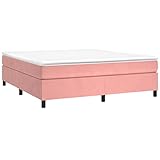 vidaXL Boxspringbett mit Matratze Doppelbett Polsterbett Bettgestell Bett Hotelbett Bettrahmen Lattenrost Schlafzimmerbett Rosa 160x200cm Samt