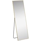HOMCOM 2-in-1 Standspiegel, Wandspiegel mit goldenem Besatz, Ganzkörperspiegel Ankleidespiegel für Schlafzimmer, Wohnzimmer, Umkleideraum, 50 x 37 x 158,5 cm