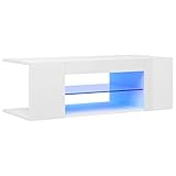 vidaXL TV Schrank mit LED-Leuchten Lowboard Fernsehschrank Fernsehtisch Sideboard HiFi-Schrank TV Möbel Tisch Board Hochglanz-Weiß 90x39x30cm