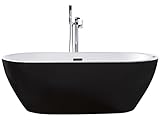 Beliani Whirlpool-Badewanne freistehend mit LED-Beleuchtung 170 x 80 cm schwarz Nevis