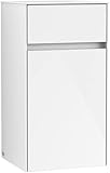 Villeroy & Boch Collaro Seitenschrank mit Beleuchtung, 404x748x349 mm, 1 Tür und 1 Schublade Anschlag (Scharnier) rechts, C032L1; Farbe: Front/Korpus: White Matt, Griff: White Matt