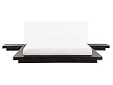 Beliani Modernes Bett Holzoptik Dunkelbraun mit Nachttischen Lattenrost 160x200 cm Zen