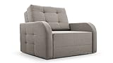 mb-moebel Sofa Sessel mit Schlaffunktion Schlafsessel Gästebett Klappsofa Bettfunktion mit Bettkasten Couch Sofagarnitur Salon Jugendzimmer - Porto 80 - Cappuccino (BRAGI 34)