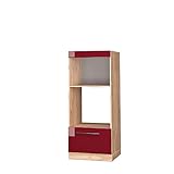 Vicco Küchenschrank Küchenmöbel Fame-Line modern Küche Einbauküche Küchenzeile Blende Unterschrank Hochschrank Hängeschrank Hochglanz (Eiche-Rot, Mikrowellenumbauschrank 60 cm)