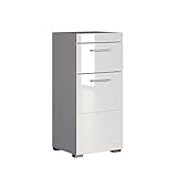 trendteam smart living Badezimmer Badkommode Kommode Schrank Amanda, 37 x 79 x 31 cm in Kopus Weiß / Weiß Hochglanz mit viel Stauraum