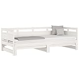 vidaXL Tagesbett Ausziehbar Sofa Gästebett Sofabett Bett Bettsofa Schlafsofa Ausziehbett Holzbett Bettgestell Weiß Massivholz Kiefer 2X(80x200) cm