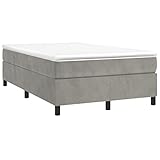 vidaXL Boxspringbett, Bettgestell mit Lattenrost, Bett Polsterbett mit Stützbeinen, Doppelbett Schlafzimmerbett, Hellgrau 120x200cm Samt