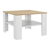 Juskys Couchtisch mit Ablage 60x60x40 cm - Holz, pflegeleicht, robust - Moderner Beistelltisch für Zeitschriften & Fernbedienung — Weiß mit Holzoptik