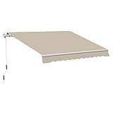 Outsunny manuelle Gelenkarmmarkise Markise 4m mit Handkurbel Balkonmarkise Sonnenschutz Wandmontage Balkon Alu Weiß+Beige 395 x 245 cm