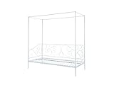 Vente-unique Metallbett Himmelbett - 90 x 200 cm - Weiß - Vivian