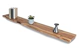 SAM Wandregal Amanda, Akazienholz massiv, naturfarben & lackiert, Holzregal/Steckboard mit Baumkante, 140x20 cm Regal