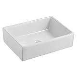 Bathroom Sink/Waschbecken Bad 20-Zoll-Aufsatzwaschbecken for Badezimmer, moderne rechteckige Badezimmerwaschbecken über der Theke, weißes Keramik-Porzellanbecken, Gästetoilette, großes Badezimmer, Was