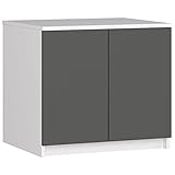 ADGO Erweiterung für einen Kleiderschrank 60x55x51 cm, Kleiner Zusätzlicher Zweitüriger Schrank, Schrankaufsatz, Standard Kleiderschrank, Stauraum, Deckenschrank, Vergrößerung (Weiss-Graphitgrau)