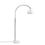 Lindby LED Bogenlampe mit Fußschalter, verstellbare Höhe 148-188cm, Stehlampe Marmorfuß, Standleuchte, Leselampe-Stehlampe für Wohnzimmer, Standlampe IP20