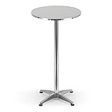 EASYmaxx Stehtisch klappbar Ø 60 cm | Bistrotisch höhenverstellbar 70 cm und 115 cm | Partytisch aus Edelstahl | Esstisch für In- & Outdoor | Idealer Tisch für Hochzeit, Party, Geburtstag