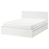 Ikea MALM Bettgestell hoch mit 2 Aufbewahrungsboxen, 140x200 cm, weiß