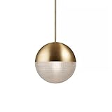 Moderne Kugel-Pendelleuchte, kugelförmiger Kronleuchter aus Kupfer, integrierte E27-Glühbirne aus Glas, leichte, luxuriöse Hänge-Deckenleuchte, einfache Innenbeleuchtung für Kücheninsel, Barlampe