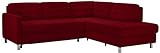 CAVADORE Ecksofa Piccoli mit Ottomane rechts / Sofaecke mit Bettfunktion und Bettkasten im modernen Design / 233 x 80 x 196 / Flachgewebe Rot