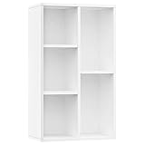 vidaXL Bücherregal Sideboard 5 Fächer Kommode Standregal Anrichte Highboard Wandregal Aktenregal Büroregal Regal Weiß 50x25x80cm Holzwerkstoff