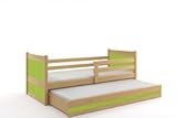 Doppelbett Rico für Kinder 190 x 80 KIEFER/Grün + Matratzen gratis