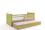 Doppelbett Rico für Kinder 190 x 80 KIEFER/Grün + Matratzen gratis