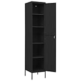 Gecheer Schließfachschrank Umkleideschrank Metallspind Metallschrank Aktenschrank Lagerschrank Spind Schrank mit 4 Einlegeböden Stahl Schwarz 35x46x180 cm