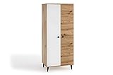 MargaretHome24 Kleiderschrank Vicktoria Garderobe Schrank Mehrzweckschrank Hochschrank Schlafzimmer 2 Türen Eiche Artisan schwarz weiß