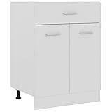 JUNZAI Schubunterschrank, Küchenunterschrank, Küchenschränke, Küchenmöbel, Unterschrank, Kitchen Furniture, Weiß 60x46x81,5 cm Spanplatte