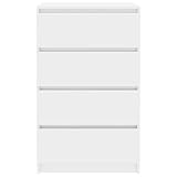 Kommode mit 4 Schubladen, Kommode mit 4 Schubladen, 4 Schubladen, im minimalistischen Stil, modern, für Wohnzimmer, Spanplatte, 60 x 35 x 98,5 cm (B x T x H), Weiß glänzend