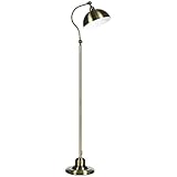 HOMCOM Stehlampe mit E27 Fassung, Stehleuchte mit verstellbarem Lampenschirm, 40 W Bogenlampe im Retro-Design, mit Messingoptik, für Wohnzimmer, Schlafzimmer