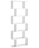 VASAGLE Bücherregal, Regal mit 6 Ebenen, Standregal, Büroregal, freistehend, Dekoregal, zur Präsentation, modern, für Wohnzimmer, Schlafzimmer, Büro, weiß LBC61WT