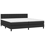 vidaXL Boxspringbett, Bett mit Matratze Kopfteil LED, Doppelbett Bettgestell mit Lattenrost, Polsterbett Bettrahmen, Schwarz 200x200cm Kunstleder