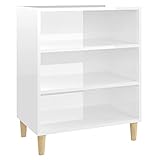 Hochglanz-weißer Beistellschrank, reichlich Stauraum, große Haltbarkeit, Holz-Sideboard, stabile Beine, 3 Regale, Mehrzweck-Flur, für Fotorahmen