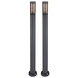 Globo Stehlampe Wegeleuchte Pollerleuchte außen Gartenlampen anthrazit IP44 Standleuchte Terrasse, Edelstahl rauchfarben, 1x E27 Fassung, DxH 12,7x110cm, 2er Set